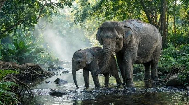Elephants of the rain forest in Sri Lanka